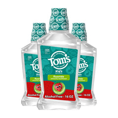 Tom's of Maine frente del envase mostrando etiqueta y beneficio anticaries