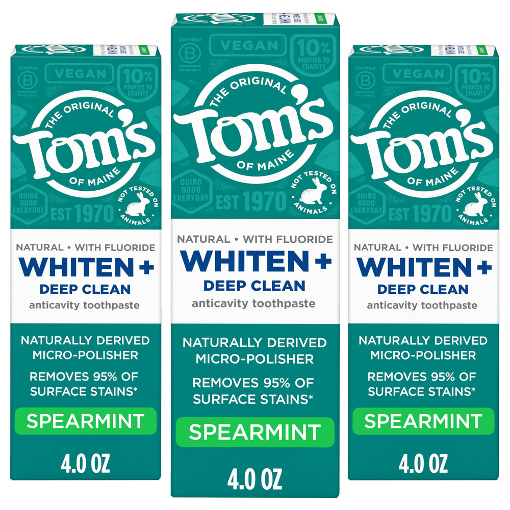 Tom's of Maine frente del empaque mostrando beneficio blanqueador