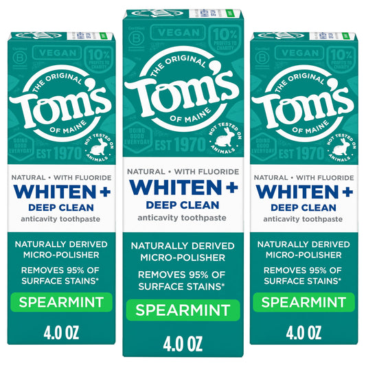 Tom's of Maine frente del empaque mostrando beneficio blanqueador