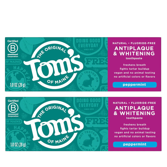 Tom's of Maine frontal del paquete con información clara y beneficio antiplaque