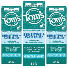 Tom's of Maine frente del paquete mostrando beneficio alivio rápido
