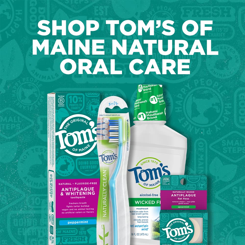 Tom's of Maine hilo dental en baño, estilo de vida y cuidado responsable