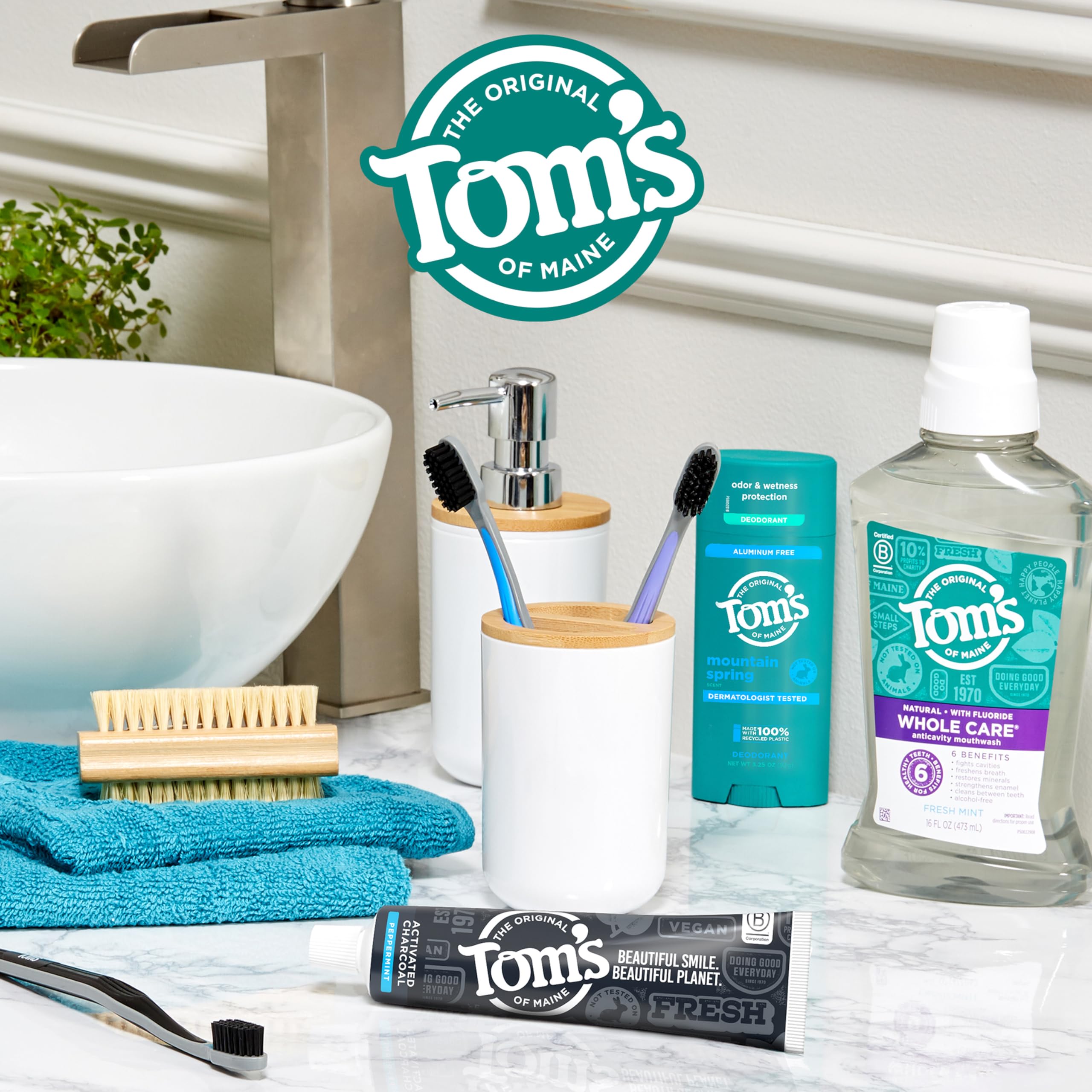 Tom's of Maine rótulo con mención de fluoruro para protección anticaries