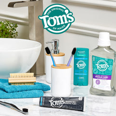 Tom's of Maine rótulo con mención de fluoruro para protección anticaries