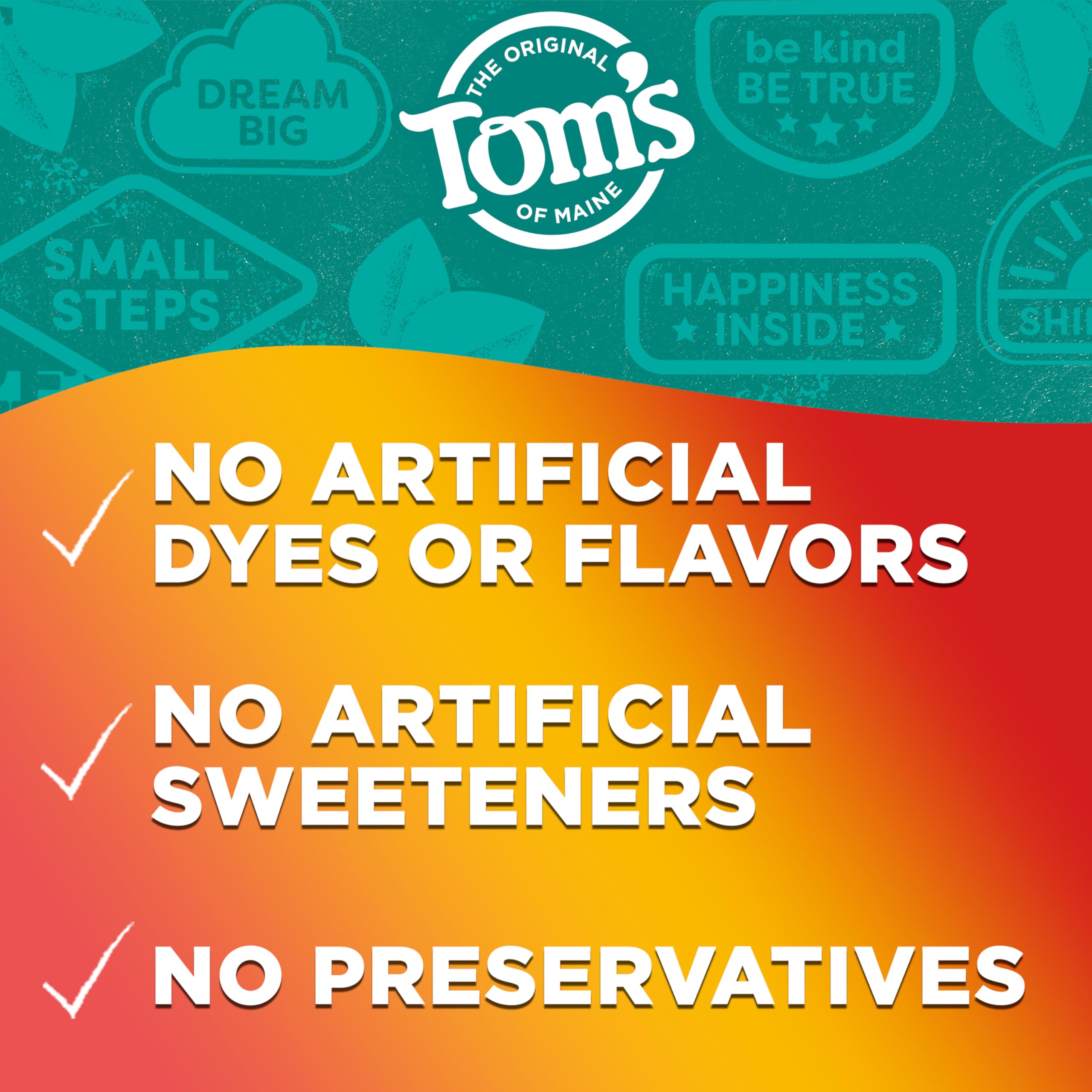 Tom's of Maine textura de pasta en primer plano, aspecto suave y apetecible