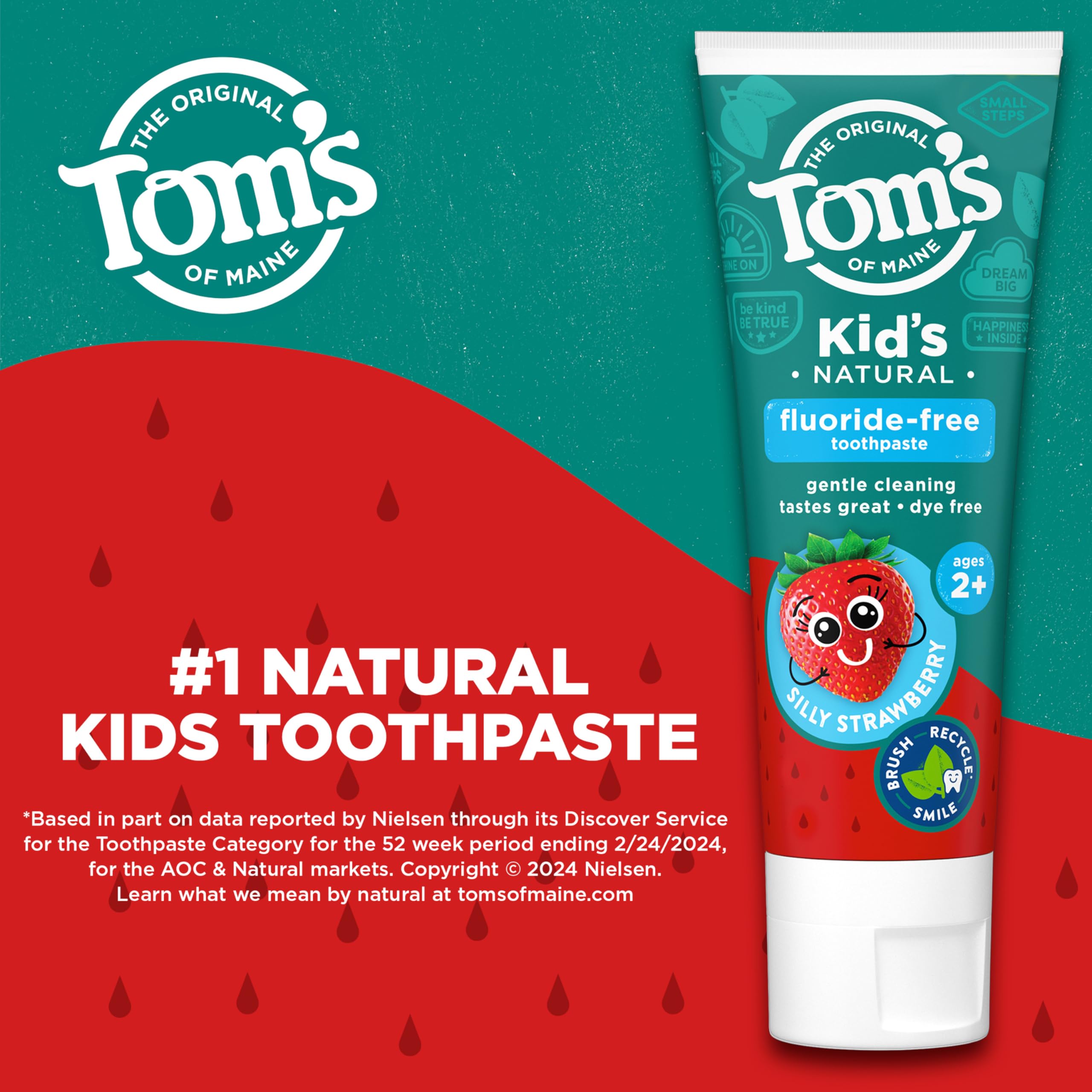 Tom's of Maine tubo abierto con textura cremosa, facilita aplicación suave
