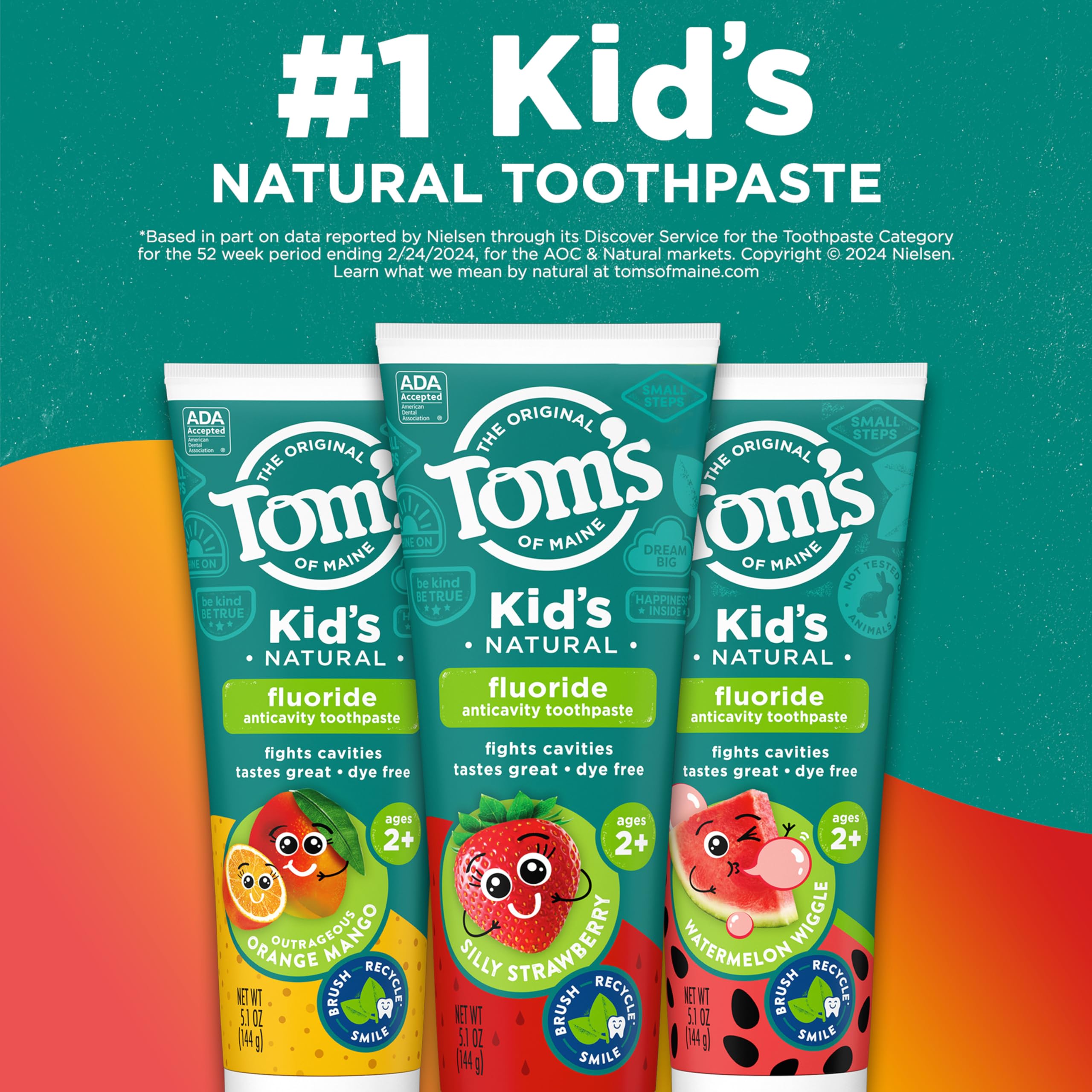 Tom's of Maine tubo fresa detalle, sabor natural que atrae a los niños