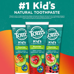 Tom's of Maine tubo fresa detalle, sabor natural que atrae a los niños