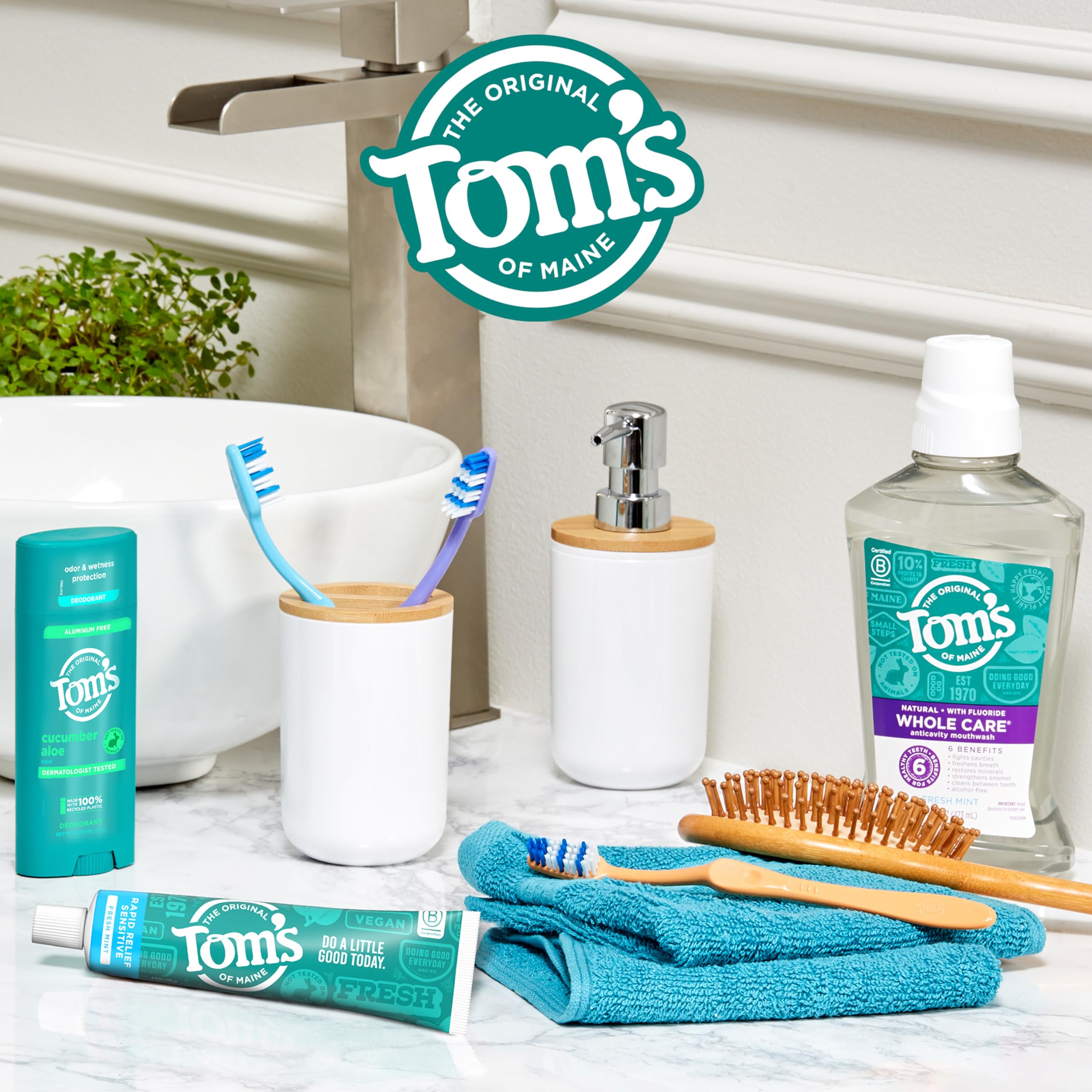 Tom's of Maine pasta en cepillo dentro de rutina diaria para protección