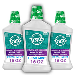 Tom's of Maine pack frontal mostrando tres botellas, conveniencia familiar