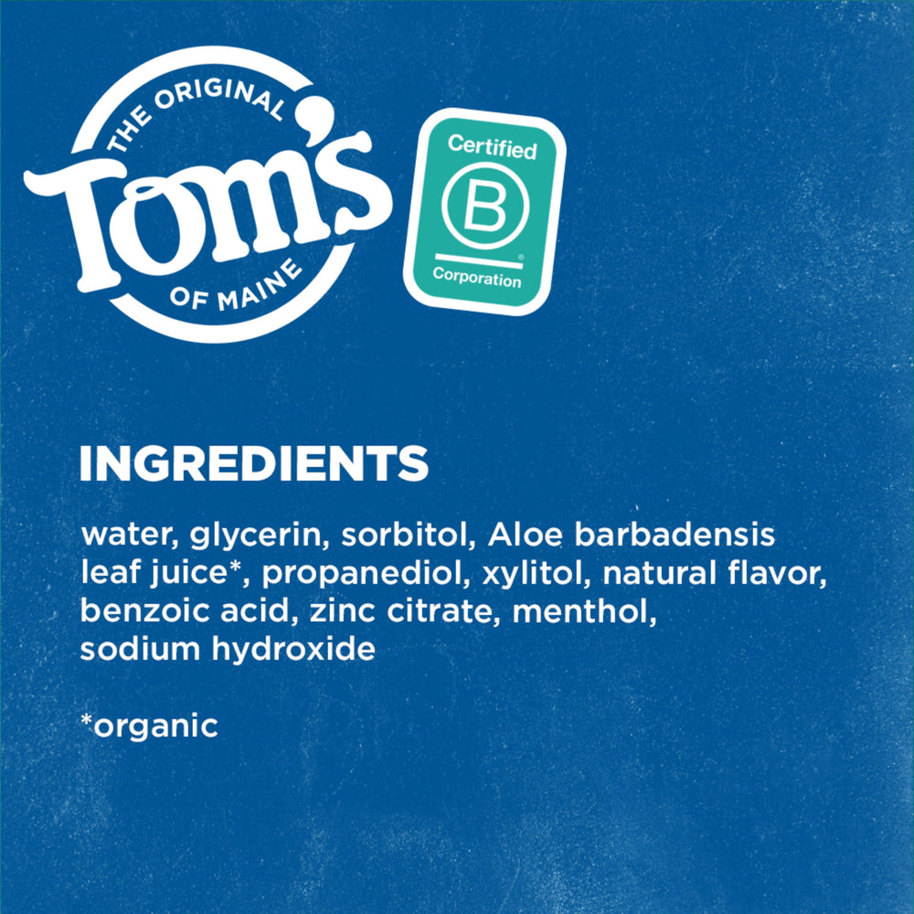 Tom's of Maine comparación de tamaño para entender volumen por botella