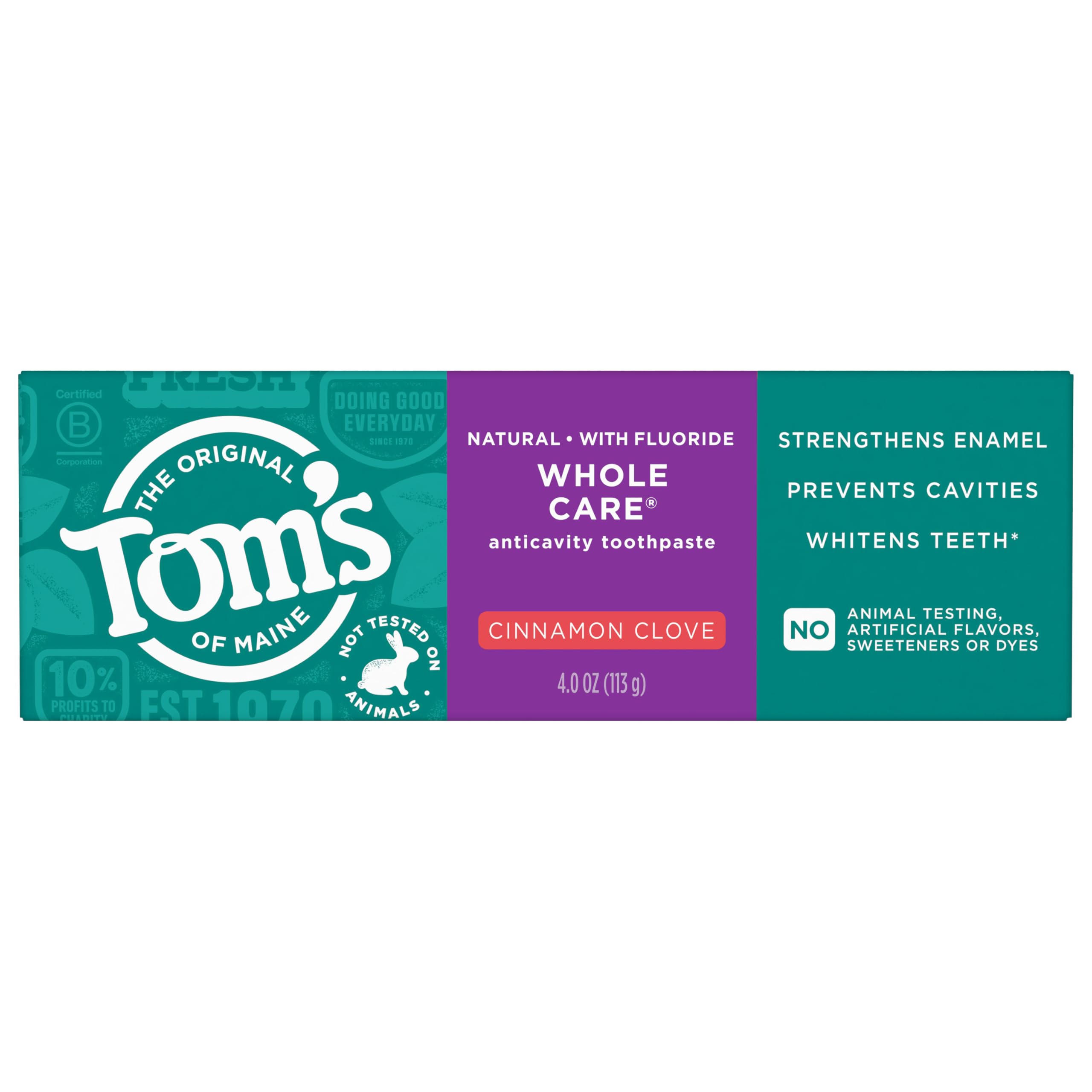 Tom's of Maine pack frontal mostrando los tres tubos y ahorro