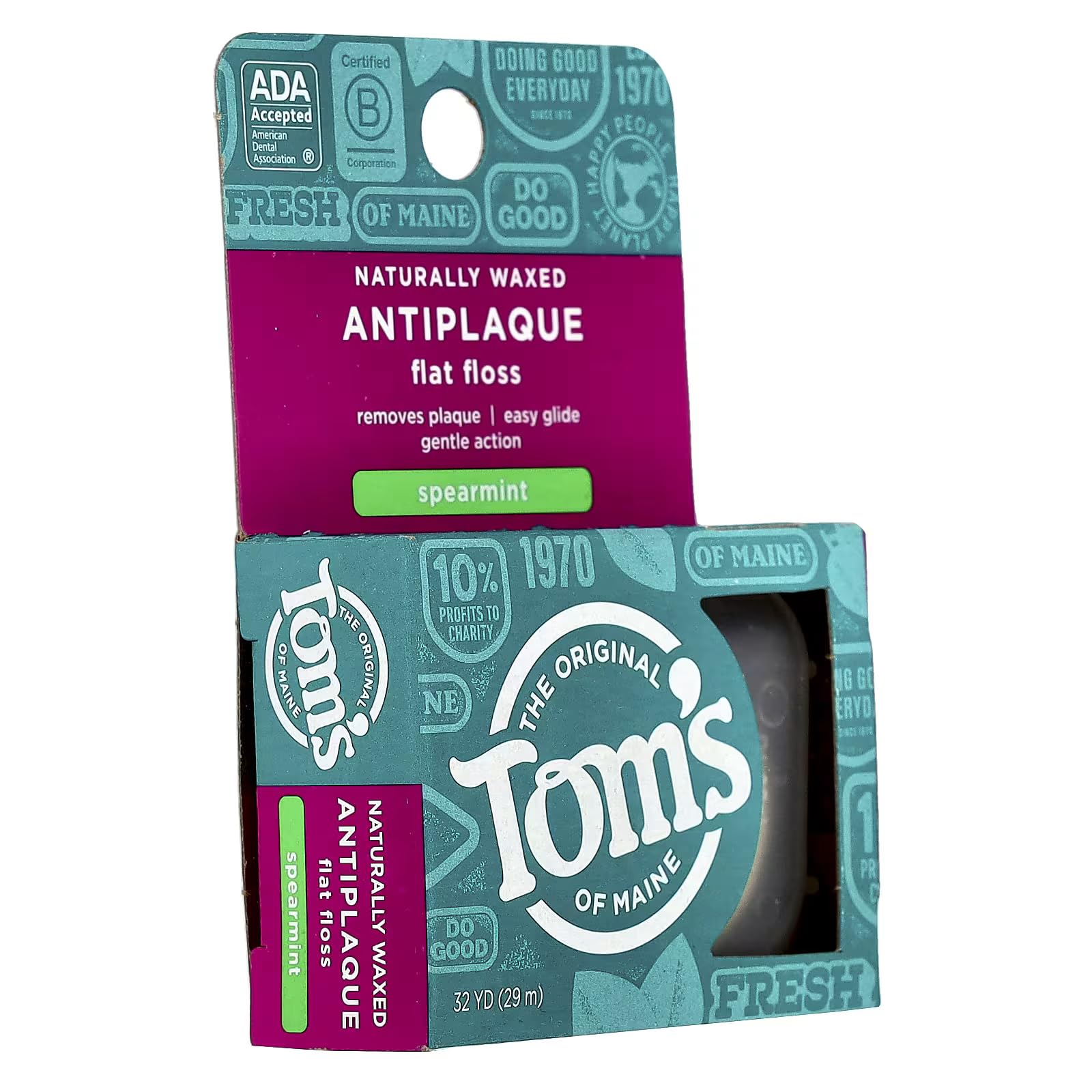 Tom's of Maine textura encerada del hilo para menor fricción en encías