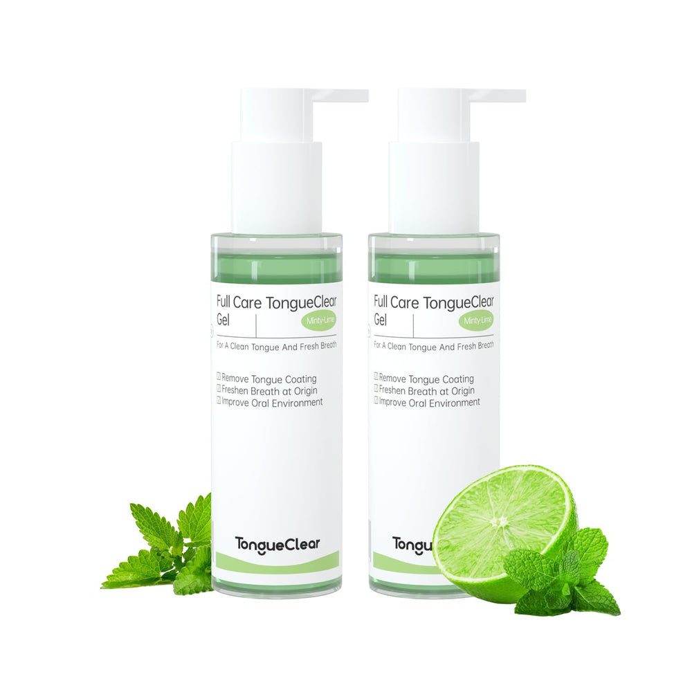 Tongueclear gel frente del empaque mostrando producto y beneficio de limpieza