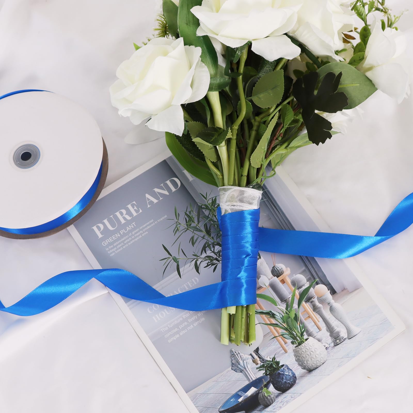 TONIFUL decoración de mesa con cinta azul real añade impacto visual