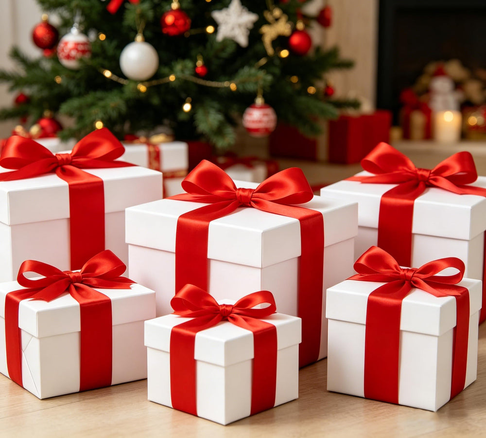 Lazo rojo TONIFUL atado en paquete que mejora la presentación del regalo