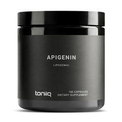 Toniiq apigenina liposomal frontal mostrando el envase y beneficios de absorción