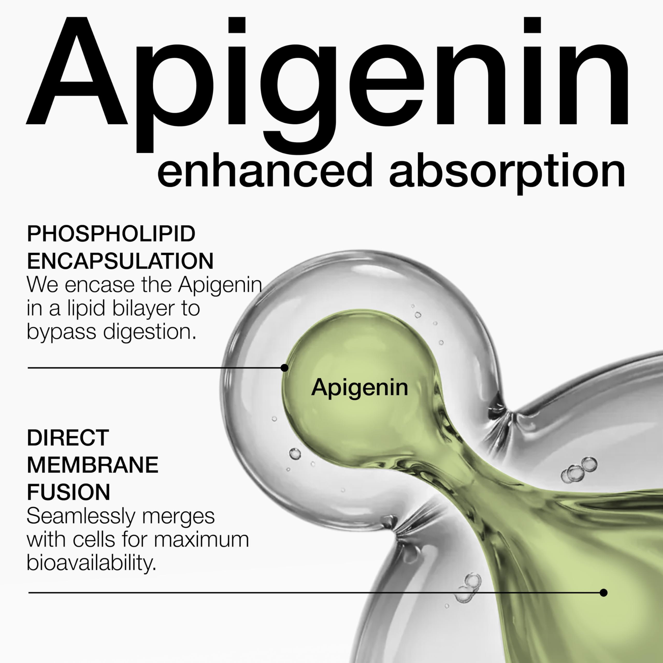 Toniiq apigenina liposomal vista lateral con etiqueta clara y trazabilidad visible