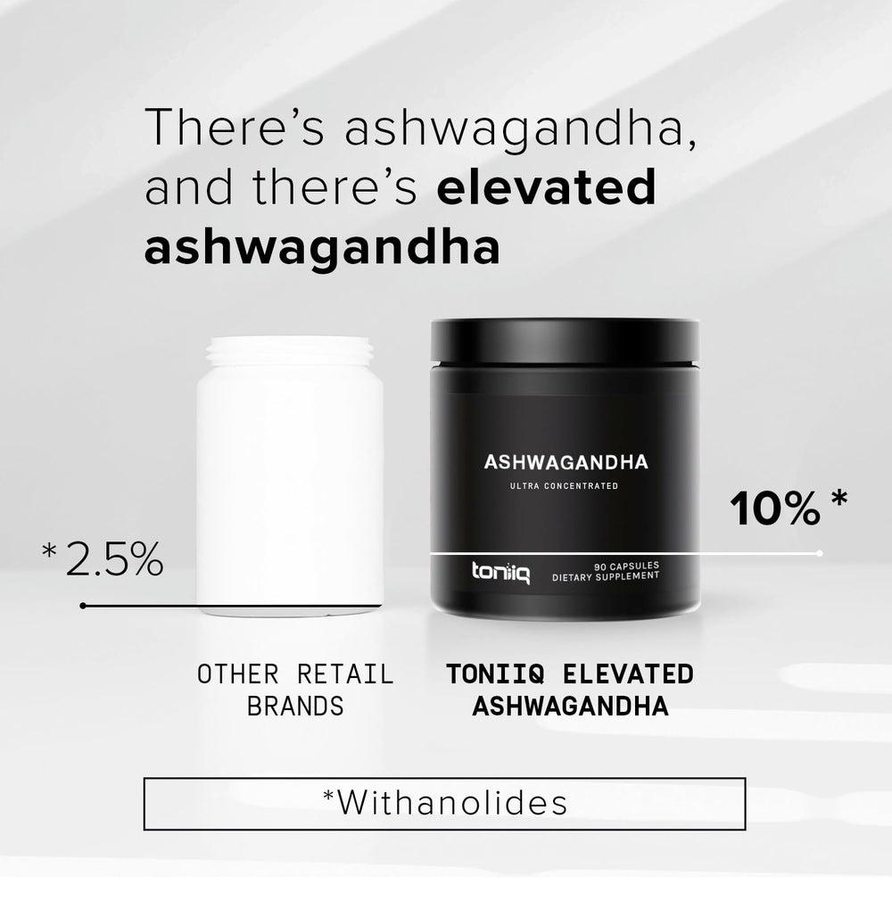 Toniiq Ashwagandha polvo en primer plano que muestra textura fina
