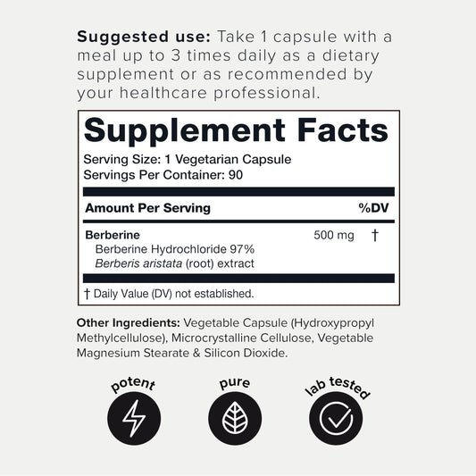 Toniiq Berberina HCl: etiqueta destaca pureza del 97% para dosis precisas