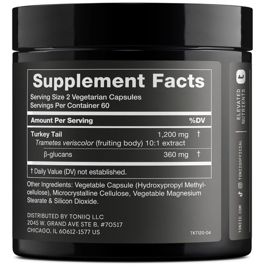 Toniiq Cola de Pavo, cuerpo fructífero entero para beta glucanos