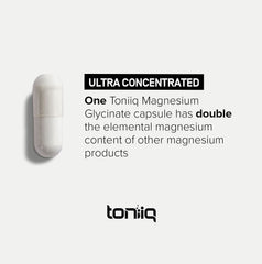 Toniiq etiqueta informativa con datos de 600mg de magnesio elemental por porción