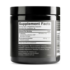 Toniiq Lactobacillus Salivarius: etiqueta clara en la botella para lectura fácil y confianza