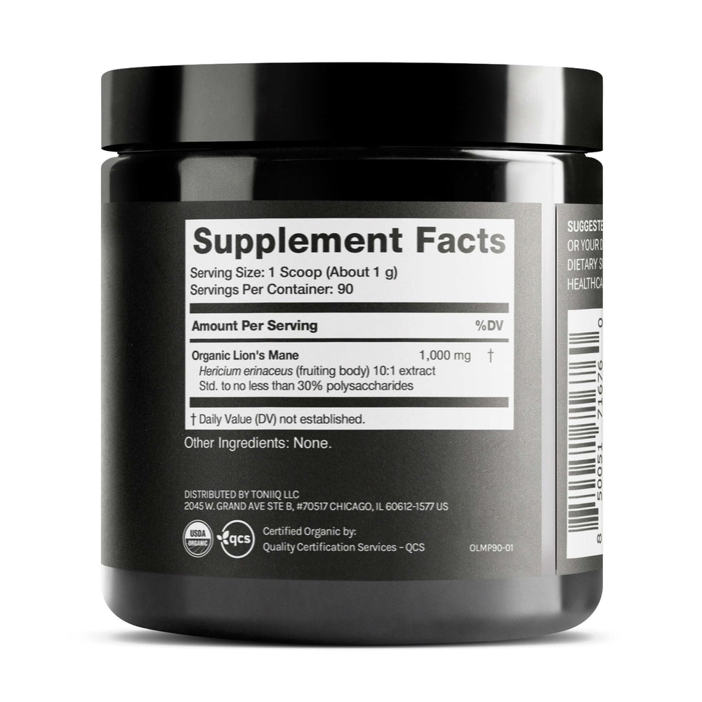 Toniiq melena de león polvo cuchara medidora, dosificación precisa y conveniente.