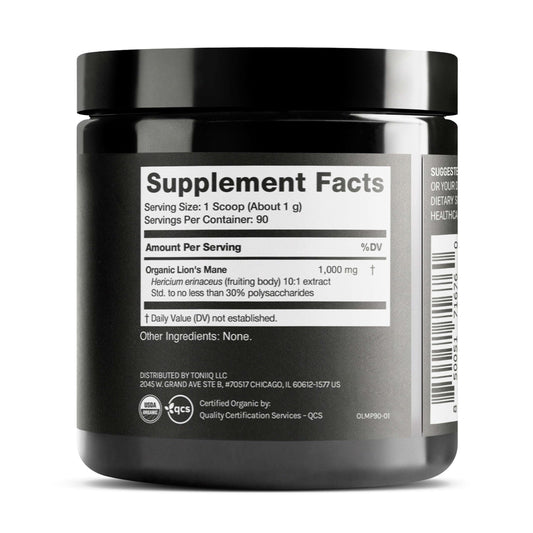 Toniiq melena de león polvo cuchara medidora, dosificación precisa y conveniente.