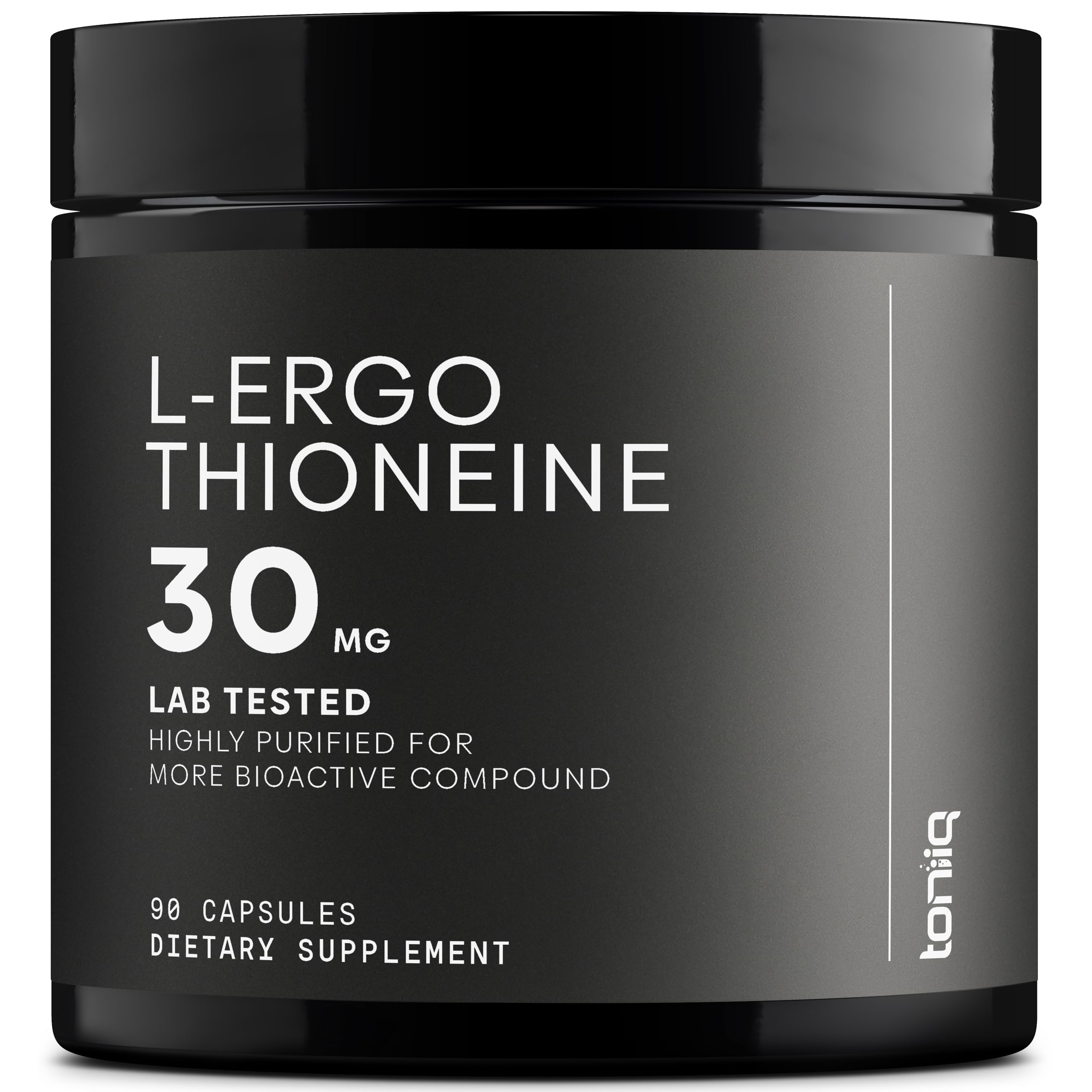 Toniiq frasco frontal mostrando MitoPrime y 90 cápsulas, confianza en pureza