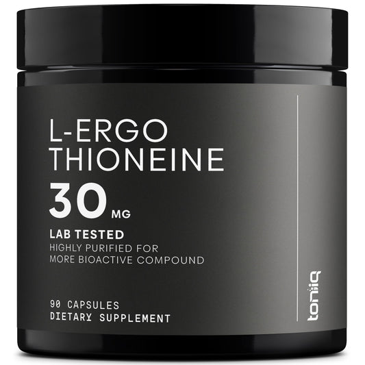Toniiq frasco frontal mostrando MitoPrime y 90 cápsulas, confianza en pureza