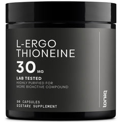 Toniiq frasco frontal mostrando MitoPrime y 90 cápsulas, confianza en pureza