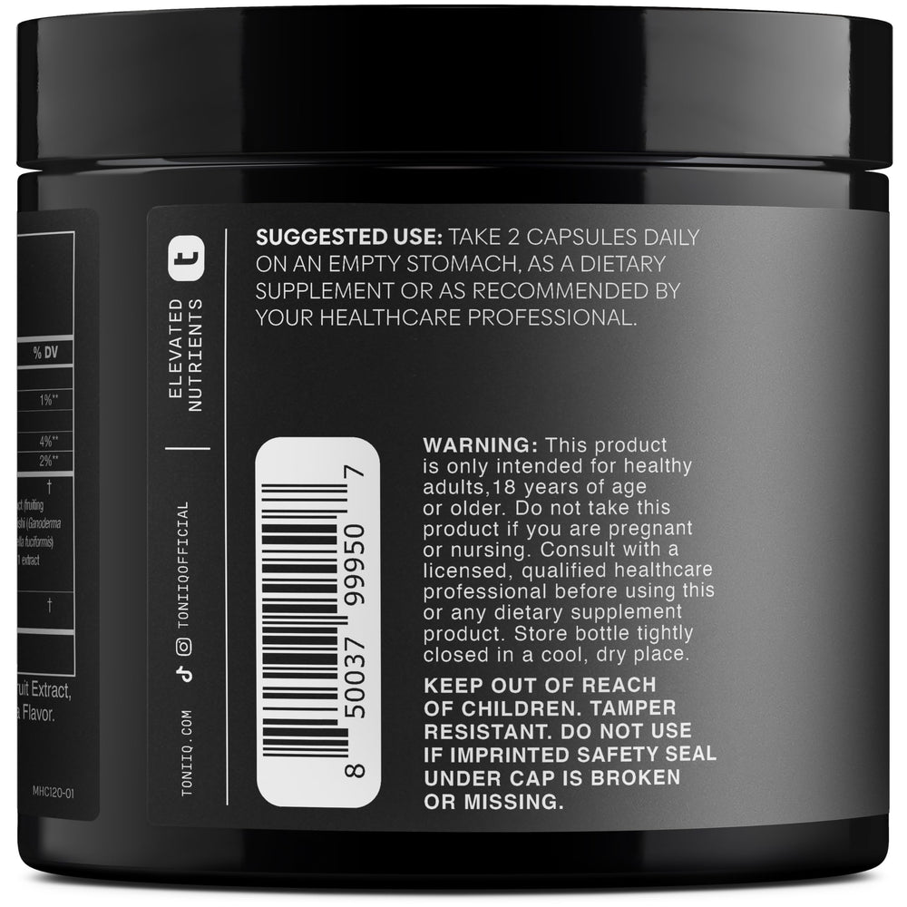 Toniiq NAC etiqueta destaca pureza del 98% en cada lote.