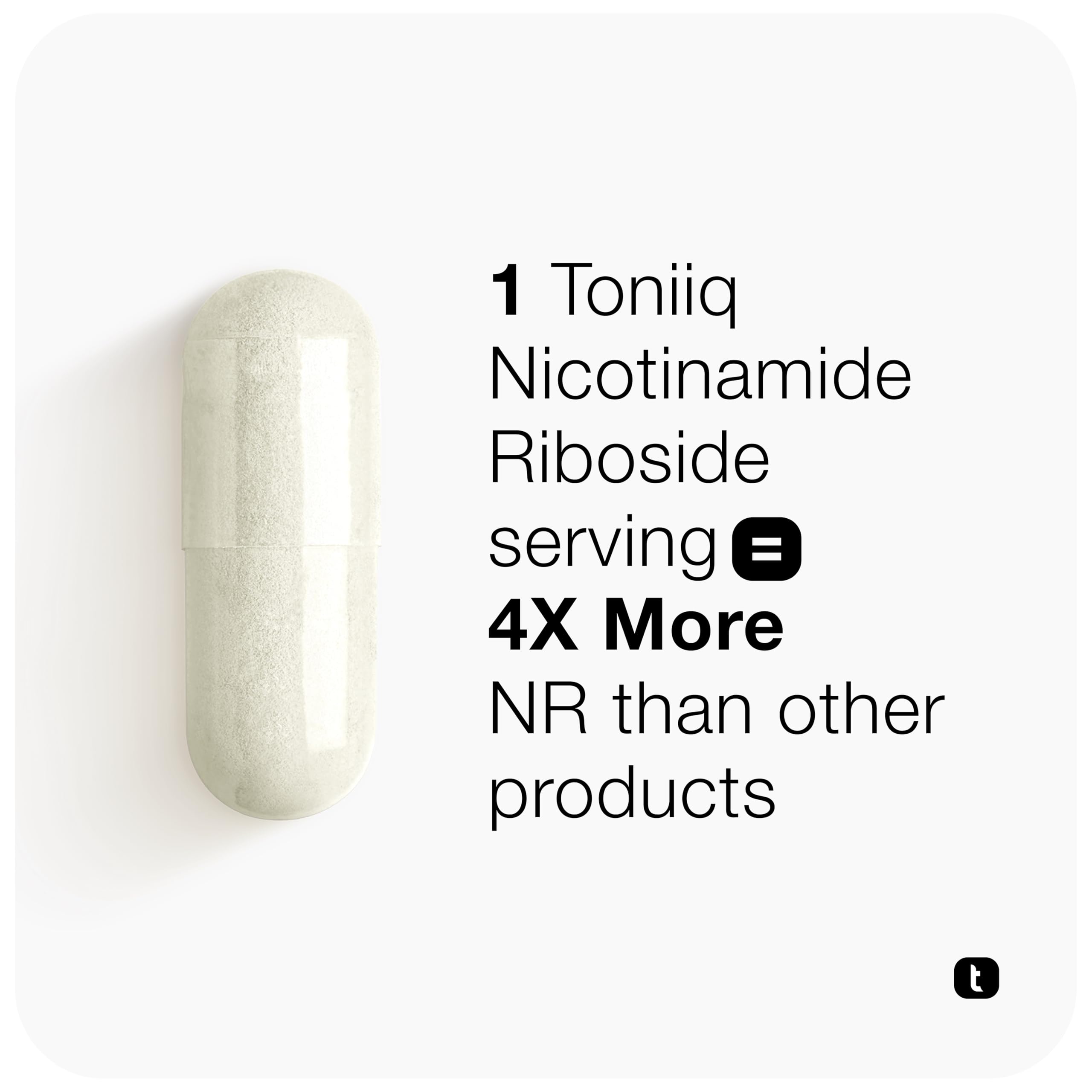 Toniiq Nicotinamide Riboside 1000 mg: etiqueta clara con información de calidad.