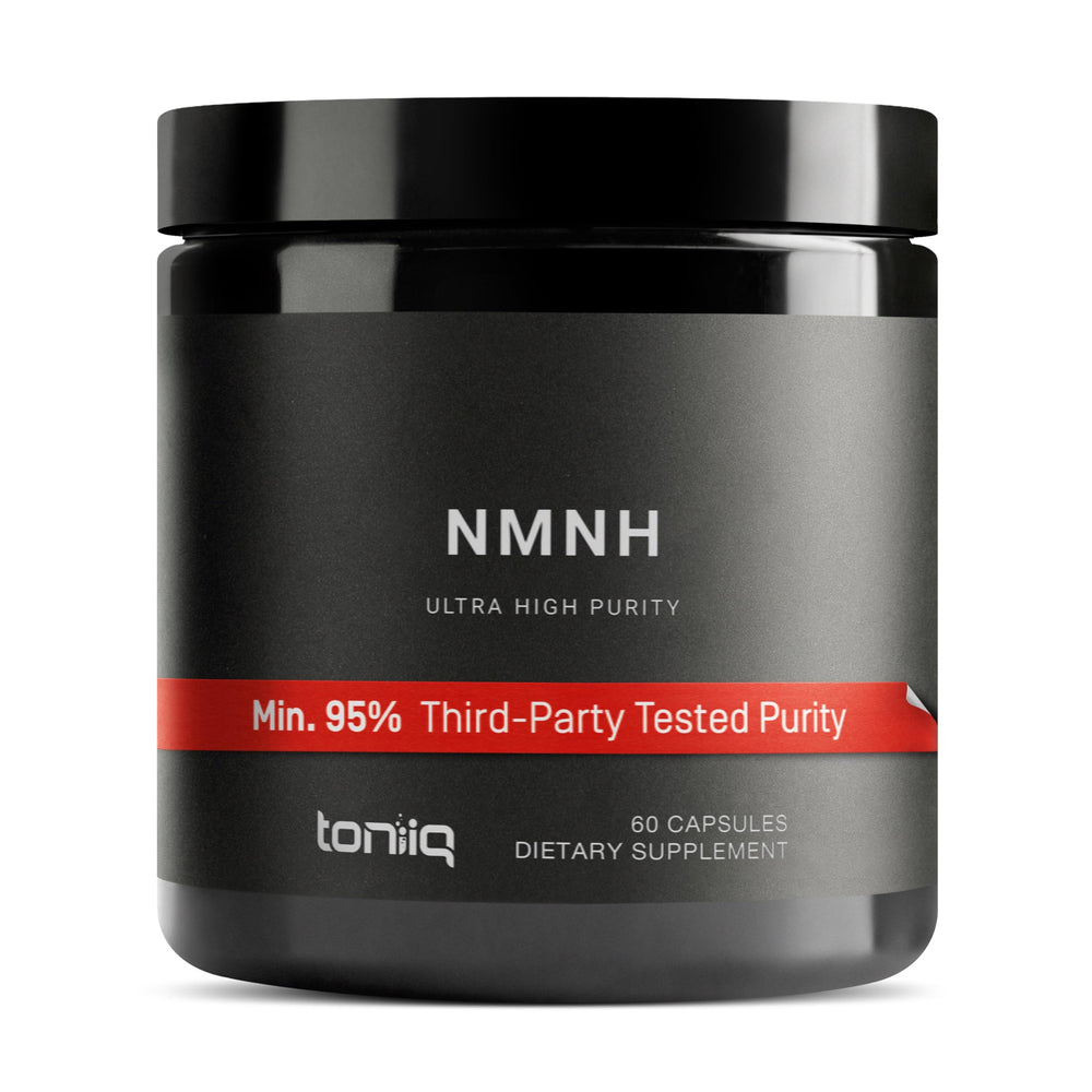 Toniiq NMNH frasco frontal mostrando diseño y marca, transmite confianza