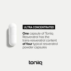 Toniiq Resveratrol 1000 mg, cápsulas vista de cerca