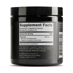 Toniiq Resveratrol frasco con cápsulas fáciles de tragar
