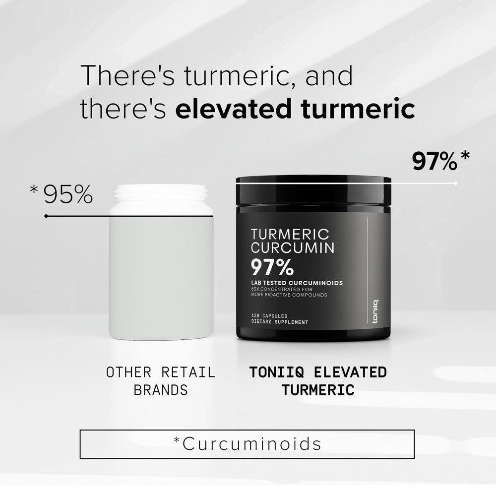 Polvo del extracto de cúrcuma Toniiq mostrando concentración y textura
