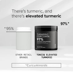 Polvo del extracto de cúrcuma Toniiq mostrando concentración y textura
