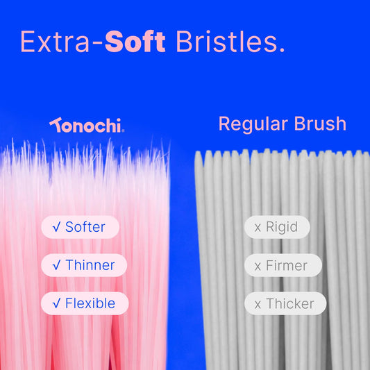 Tonochi primer plano de cerdas ultrafinas demostrando limpieza suave