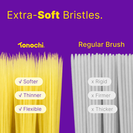 Tonochi primer plano de cerdas ultrafinas, limpieza suave y precisa
