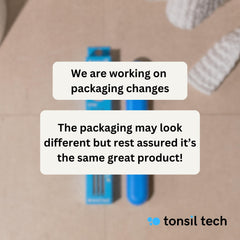 Tonsil Tech kit guardado en neceser para uso portátil y discreto