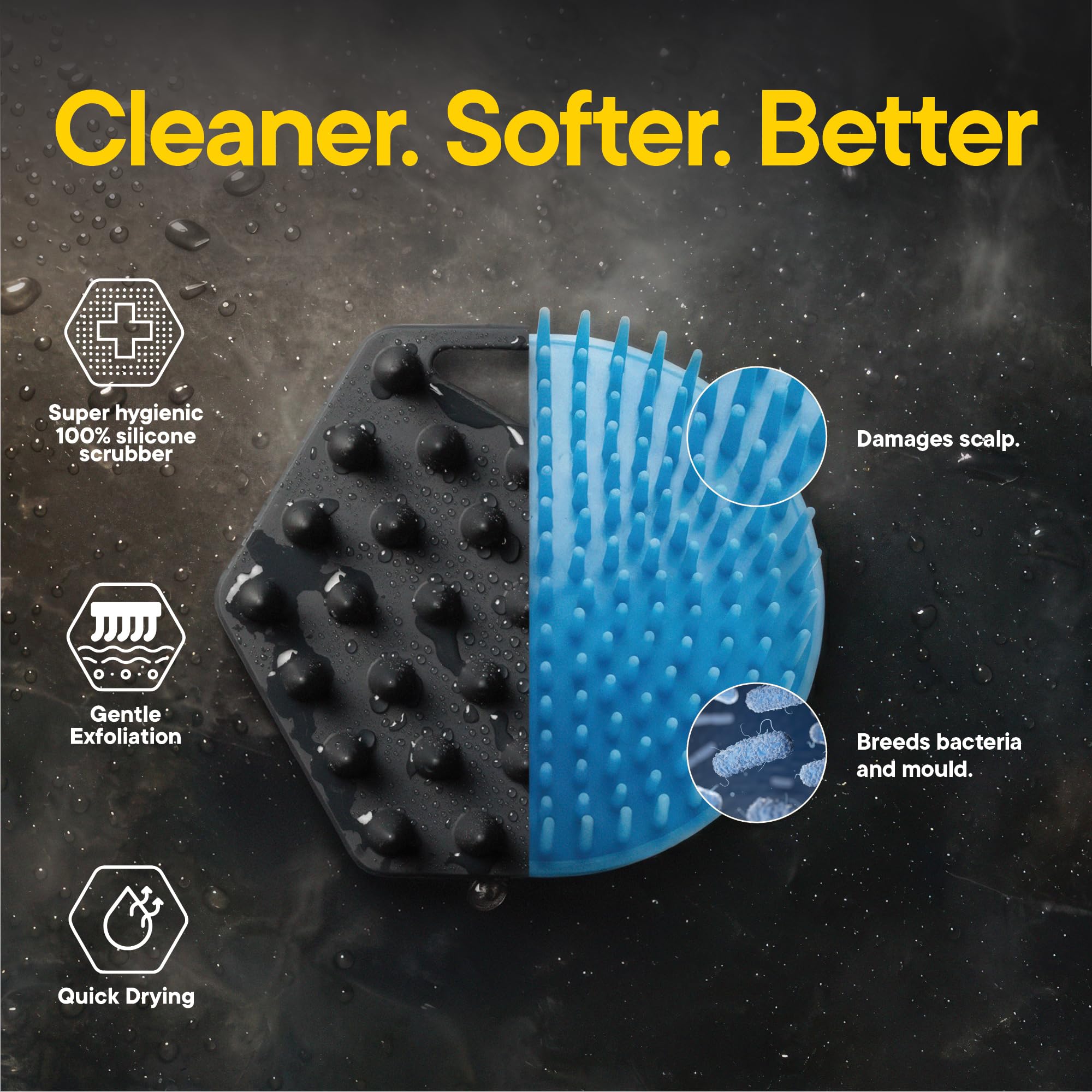 TOOLETRIES detalle del agarre ergonómico, control cómodo en la ducha