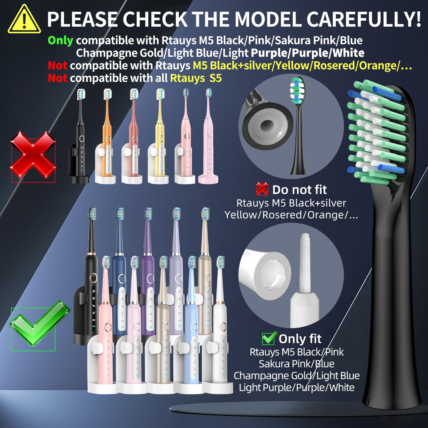 Toolsy primer plano de cerdas densas y redondeadas que protegen encías