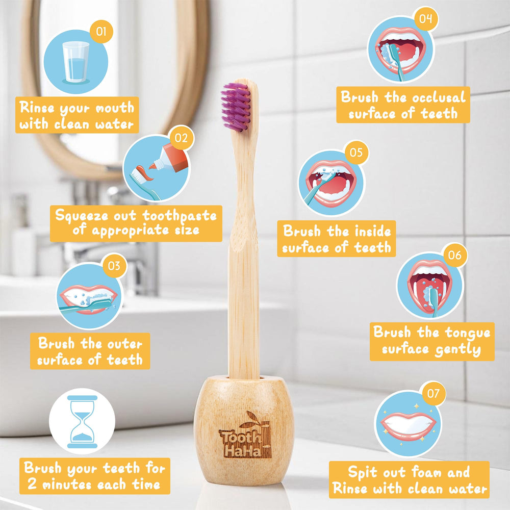 Tooth HaHa cepillos sobre fondo natural resaltando beneficio ecológico