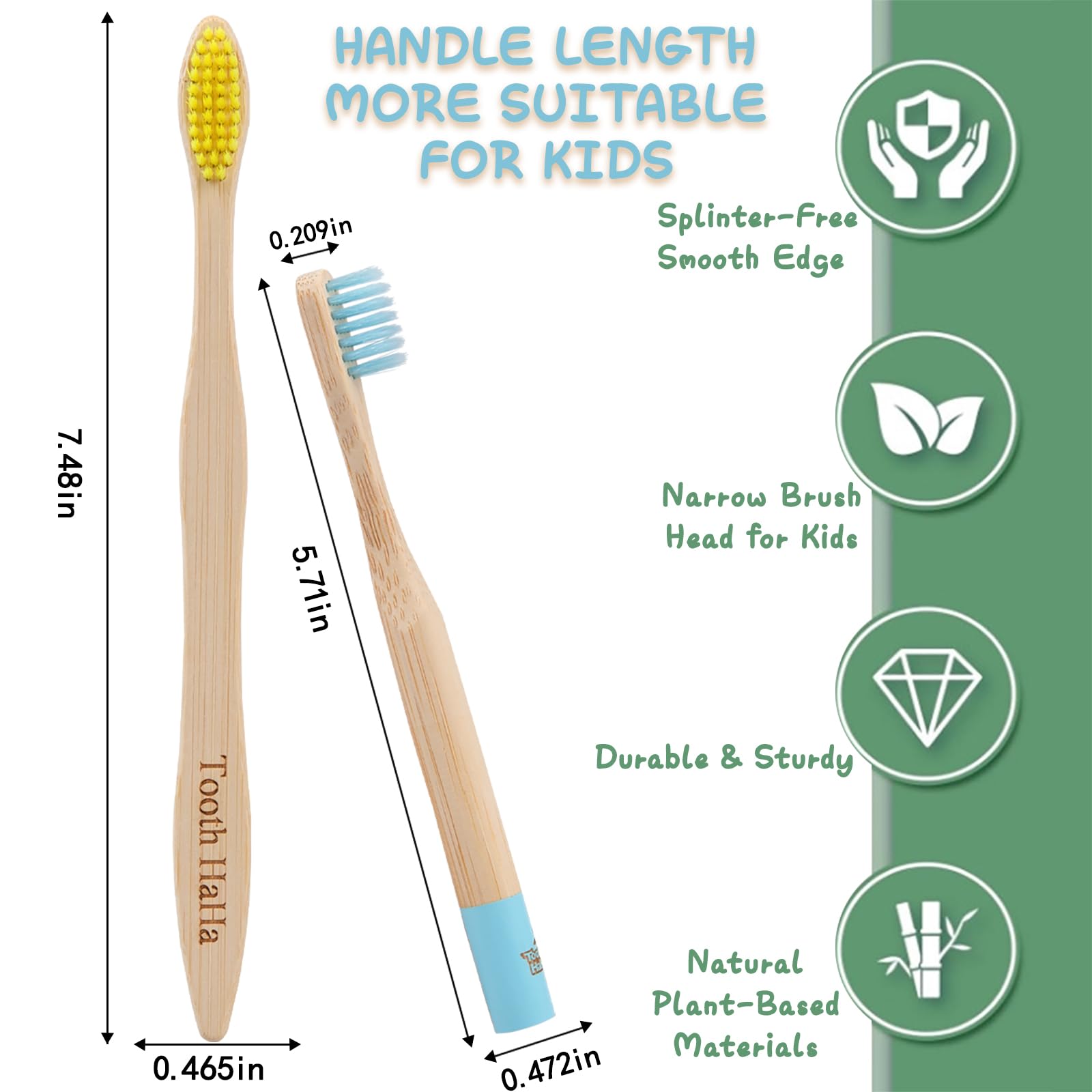Tooth HaHa detalle del mango de bambú duradero para mejor agarre infantil