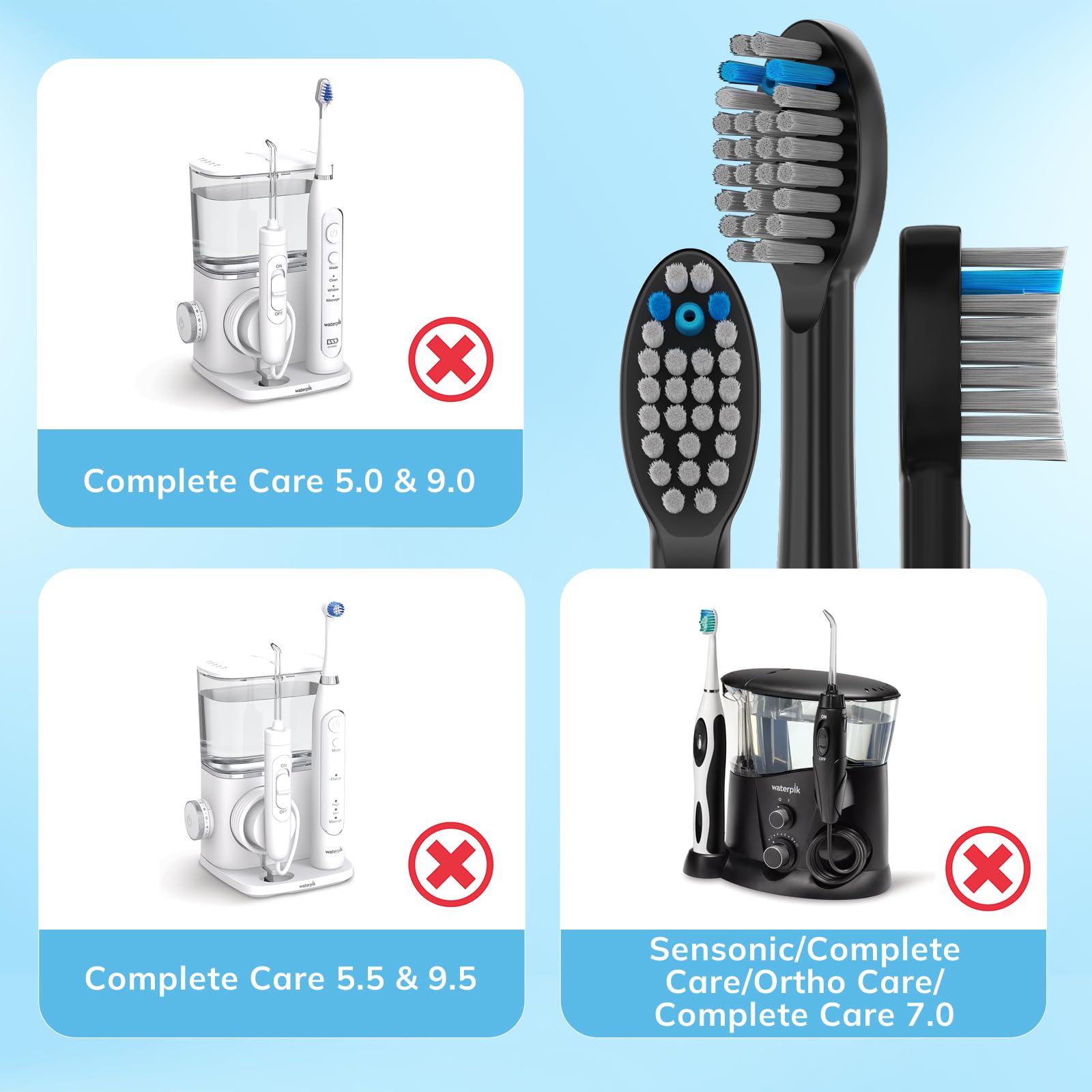 Topkitfice instalado en cepillo Waterpik Sonic Fusion mostrando compatibilidad