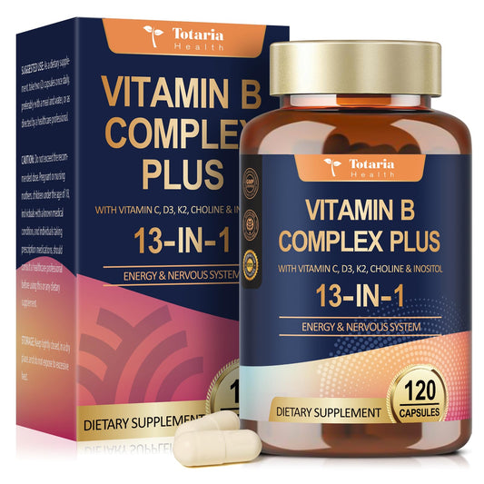 Totaria 13-en-1 Vitamina B, cápsulas veganas para energía diaria