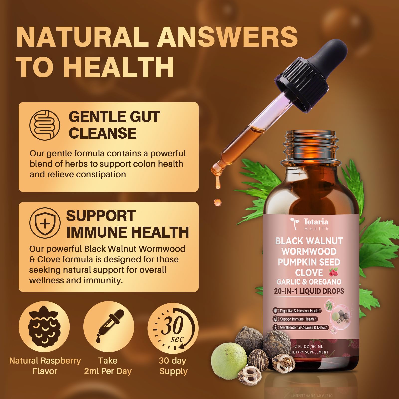 Totaria tintura sabor frambuesa, facilita tomarla sin amargor