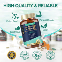 Totaria 25‑en‑1 complejo de magnesio, ingredientes clave para apoyo diario.